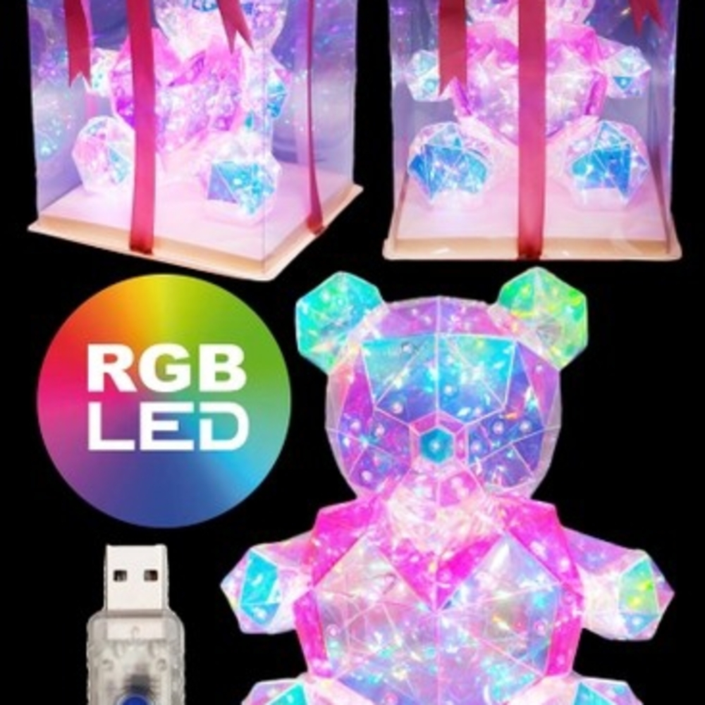 Pink and Blue LED Puzzle Bear Toy